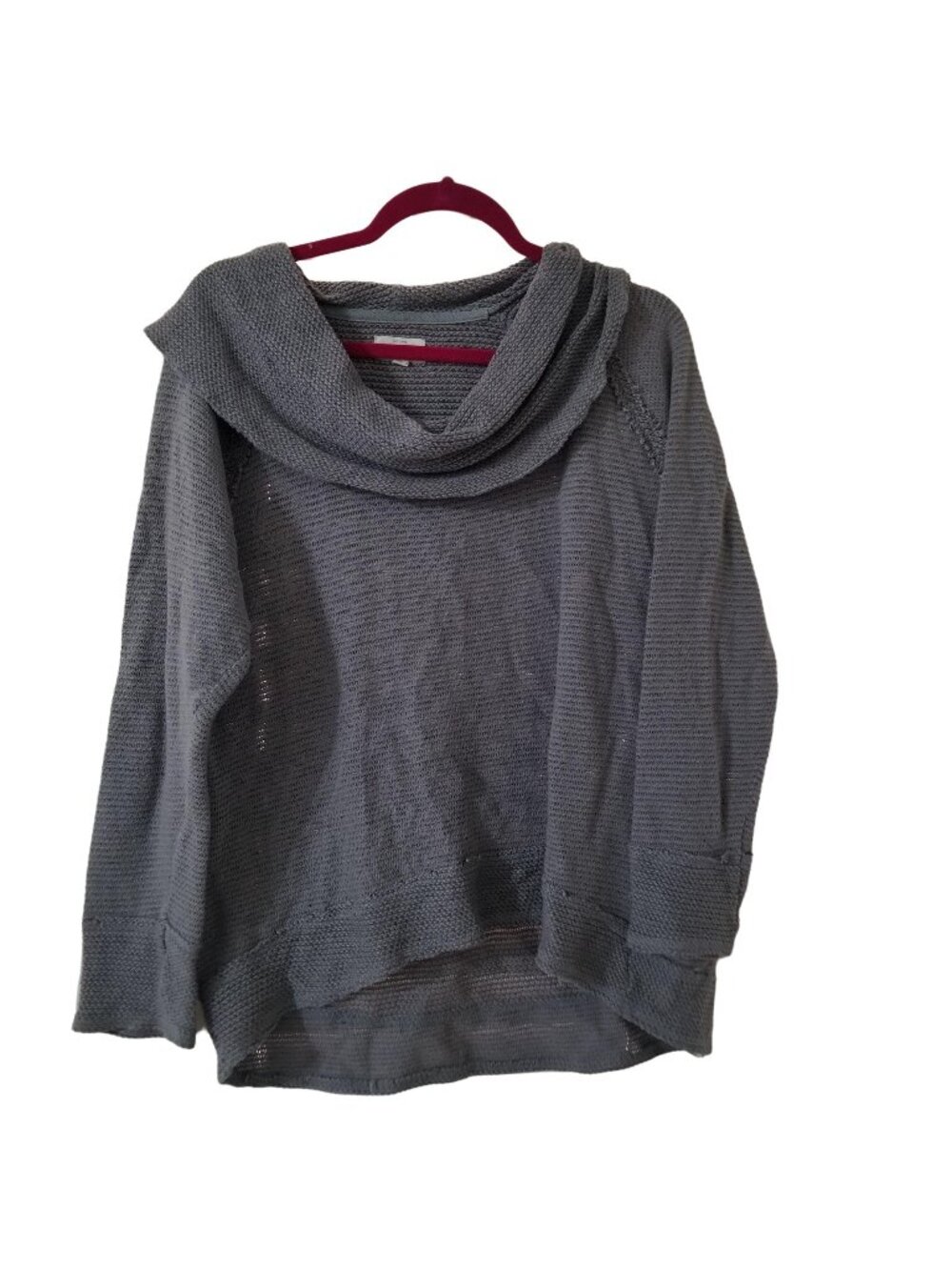 Lucky Brand Gray Knit Cowl Neck Sweater Womens Size L Large Casual Lightweight